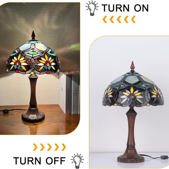 NEW! Tiffany Style Lamp Handmade Stained Glass Sunflower Table Lamp 19" - Picture 6 of 6